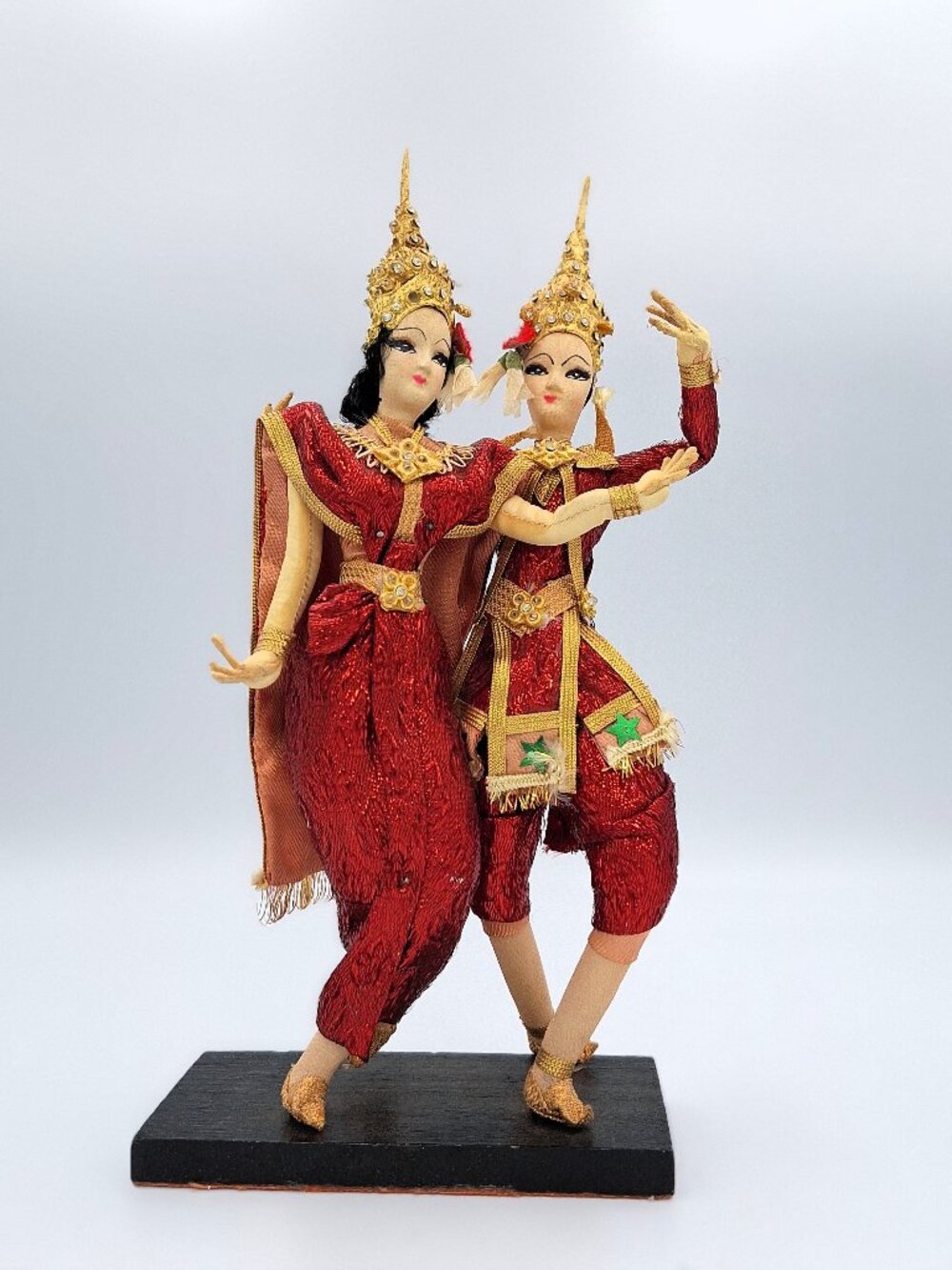 Mid century vintage Thai Silk theatrical dance dolls 10.5"